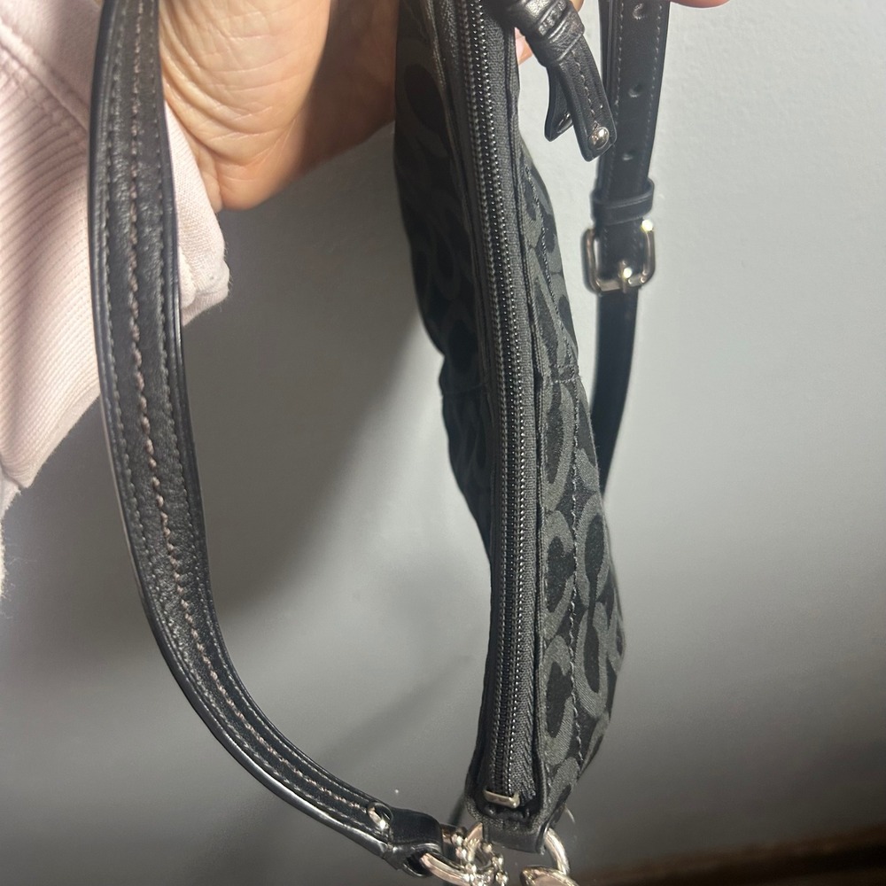 Coach Signature C Monogram Canvas Leather Crossbody Bag Black Silver Hardware - Picture 8 of 8